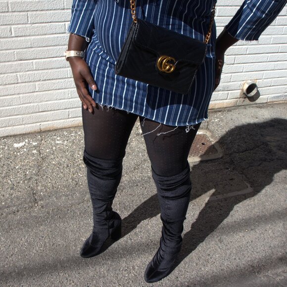 Zara - Denim Mini Stripped Dress - Picture 11 of 11